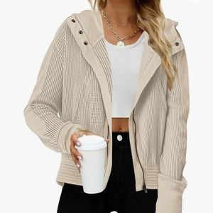 Free People Dupe Oversized Waffle Knit Zip Up